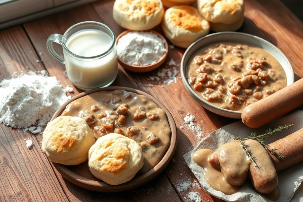 Buttermilk Biscuits and Savory Gravy Ingredients