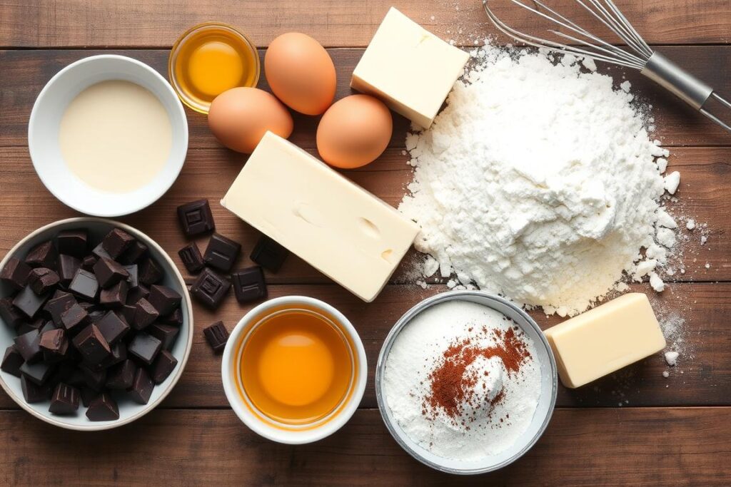 Ingredients for Chocolate Cream Cheese Pound Cake