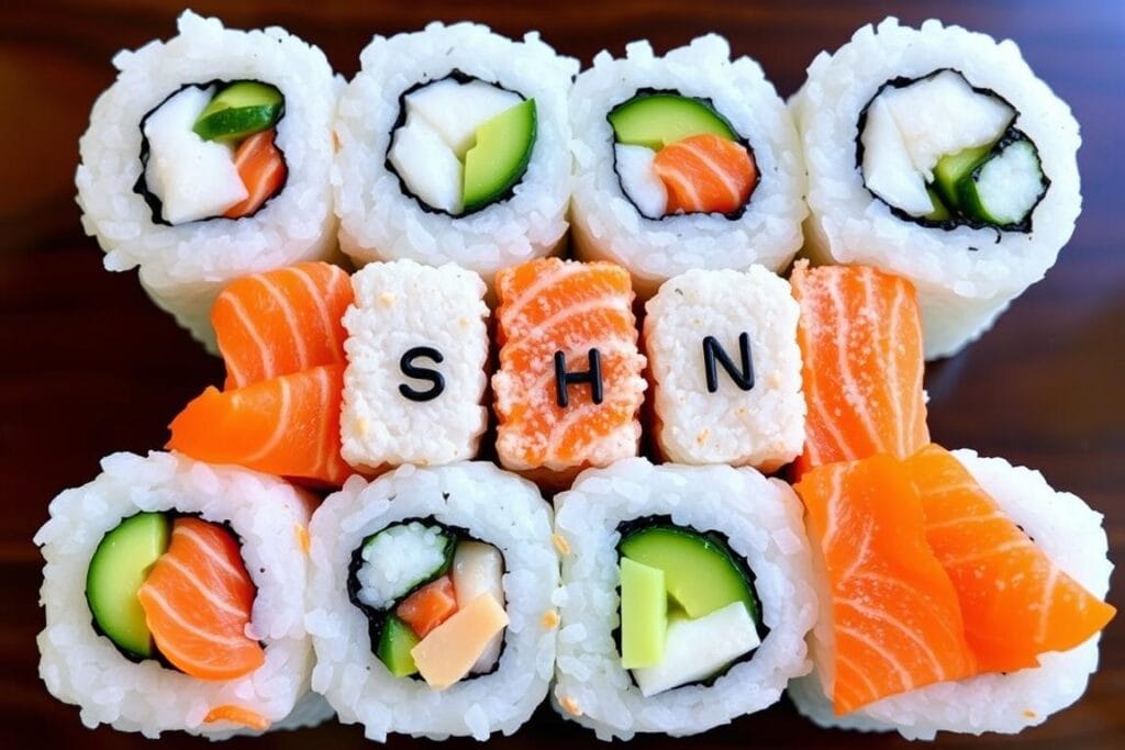 sushi order topped with salmon