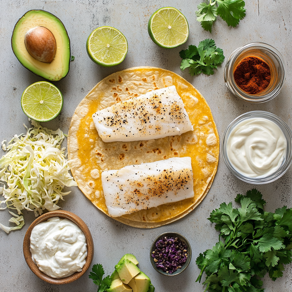 blackened fish tacos ingredients layout