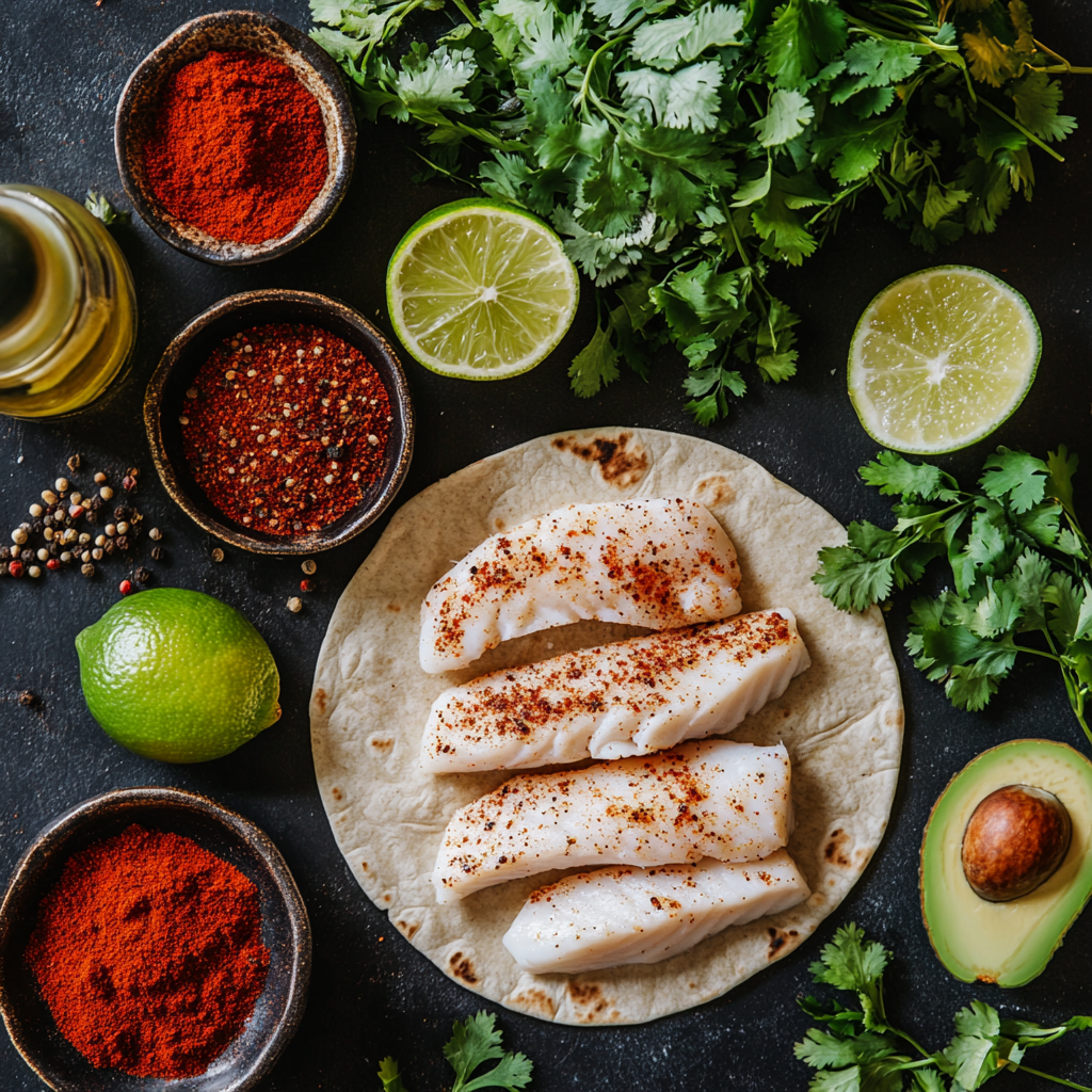 Ingredients for blackened fish tacos