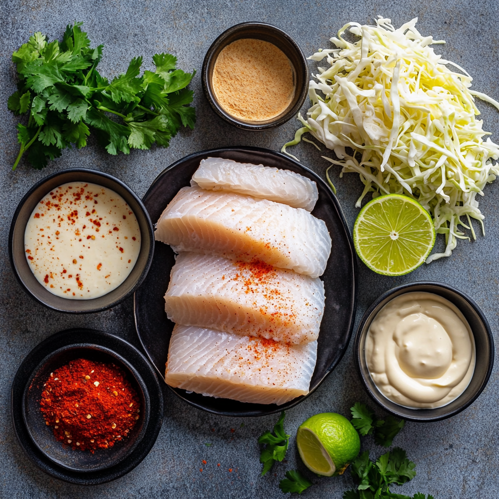 Ingredients for blackened fish tacos
