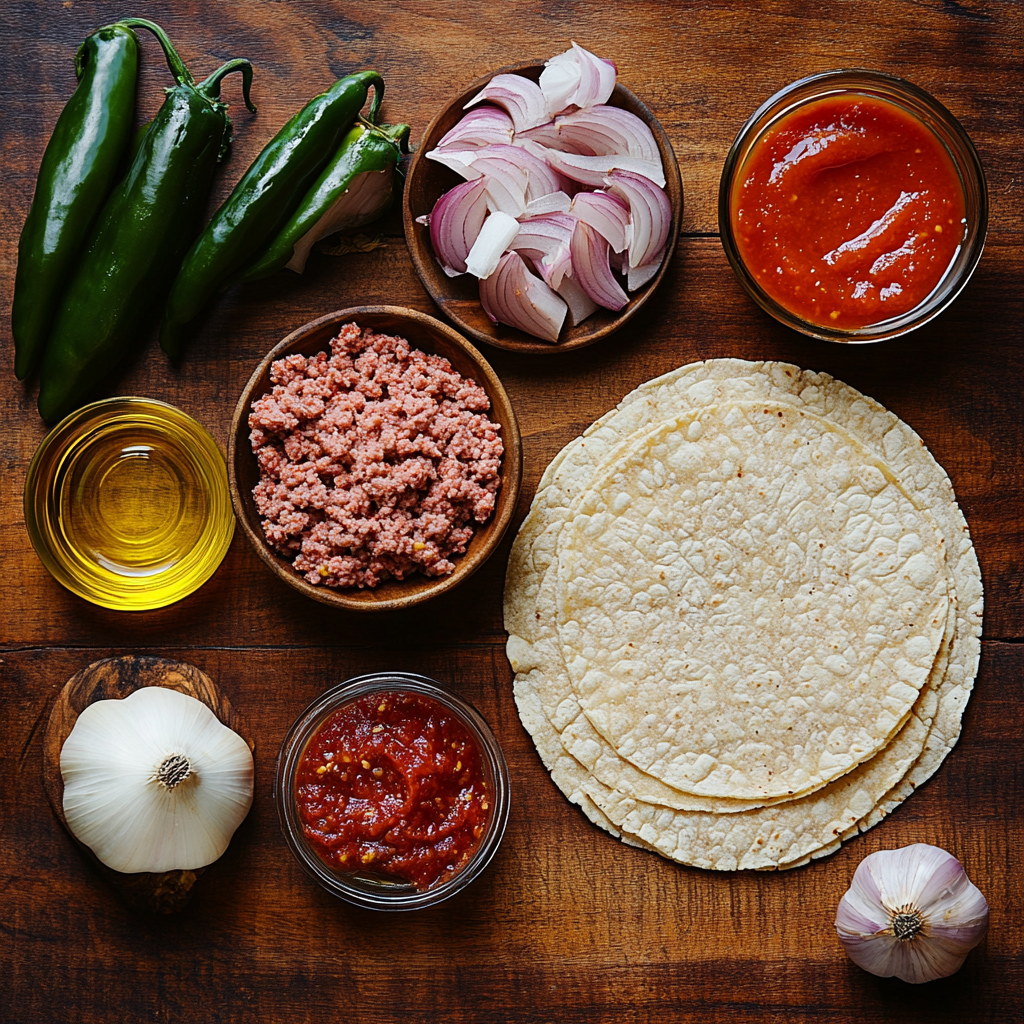 Ingredients for ground chicken taco meat