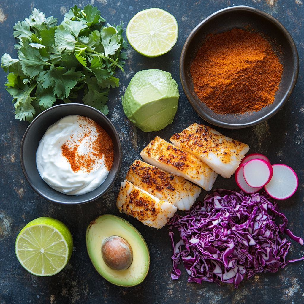 ingredients for blackened fish tacos