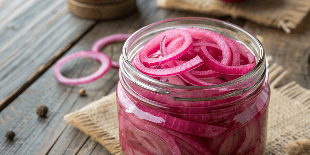 Jar of homemade pickled red onions
