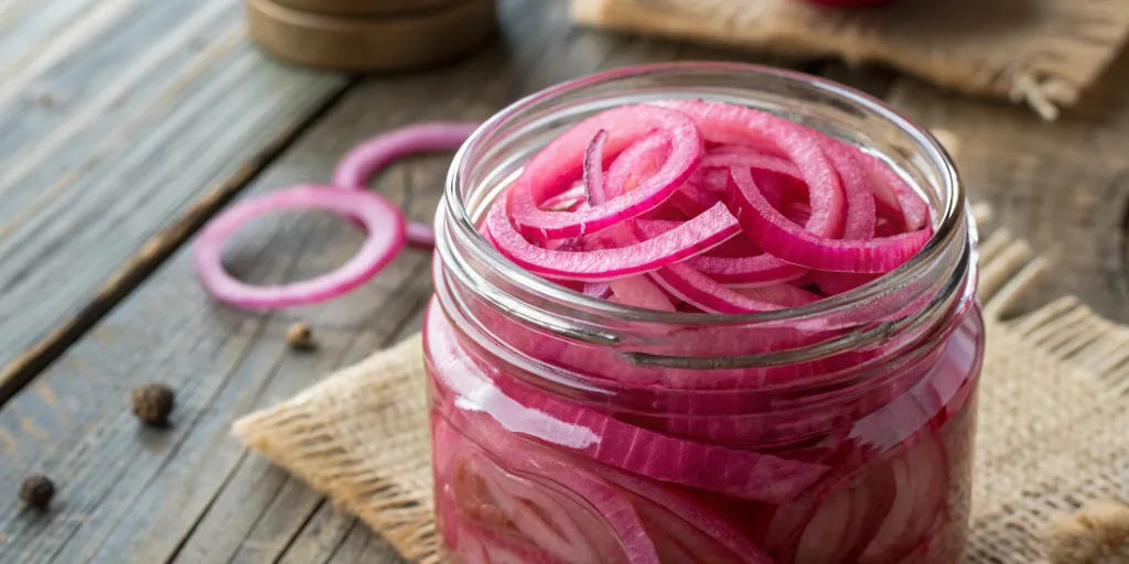Jar of homemade pickled red onions