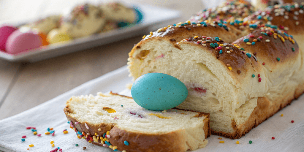 No knead Easter bread easy recipe with sprinkles